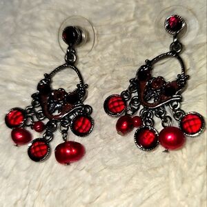 VINTAGE red chandelier earrings